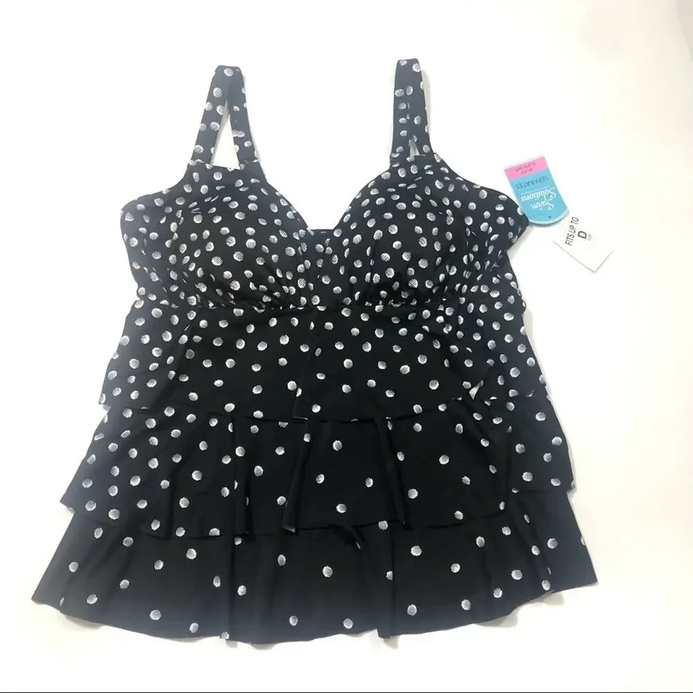 Swim Solution Polka Dot Tiered Tankini Swim top